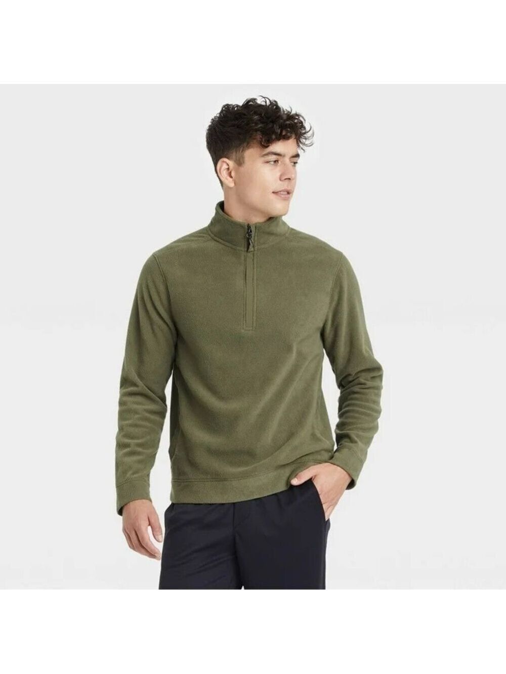 Men’s Motion Green Pullover 1/4 Zipper Workout Sweater Size Large!